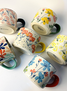 外贸陶瓷家用水杯高颜值杯子浮雕陶瓷马克杯小众釉下彩咖啡杯