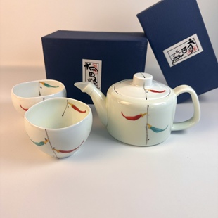 外贸手绘签名陶瓷茶具日式茶杯对杯后手茶壶泡茶壶套装一壶二杯