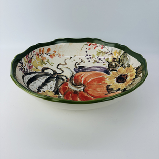 Certified International13英寸陶瓷丰收南瓜系大果盆炖菜盆才盘