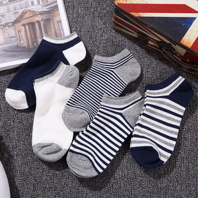 黑色条纹袜子男夏天男短腿四季