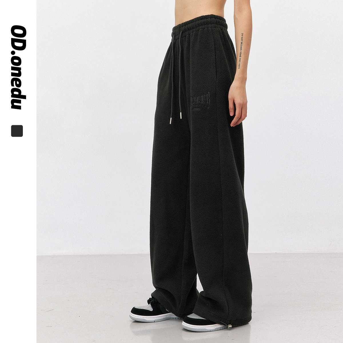 ODonedu迷你羊羔绒裤子女刺绣直筒休闲裤高腰加厚卫裤外穿运动裤,女装/女士精品,卫裤,淘宝优惠券,粉丝福利购,淘宝优惠卷