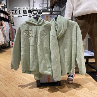 AIR JORDAN男子23号卫衣羊羔绒保暖连帽宽松休闲套头衫FB1451-343