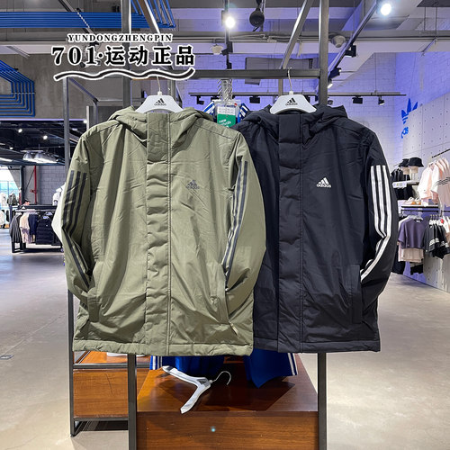 阿迪达斯男士连帽保暖棉服棉衣