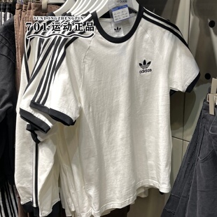 T恤KB2460 三条杠纯棉透气百搭半袖 正品 adidas三叶草男女情侣短袖