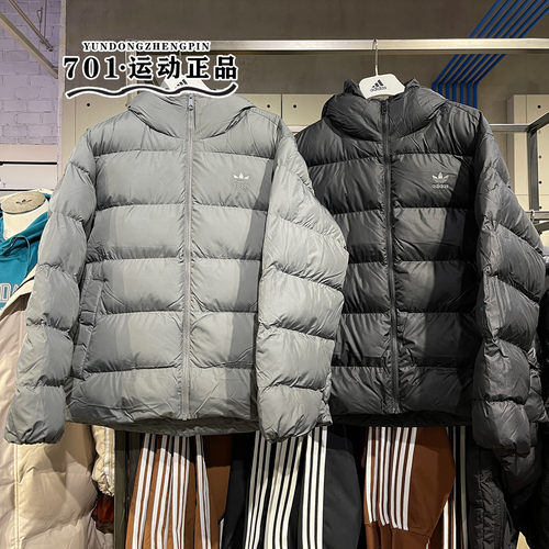 阿迪达斯三叶草保暖连帽棉服外套