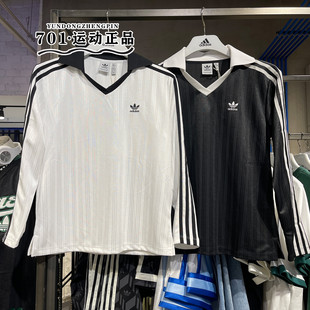JD2605 阿迪达斯三叶草女子POLO衫 轻薄速干透气时尚 长袖 T恤JD2603