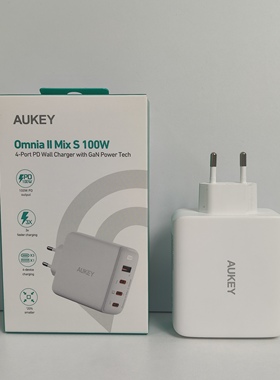 AUKEY傲基快充充电器100W快充头Type USBA四合一适用苹果华为手机充电器数据线欧规英规