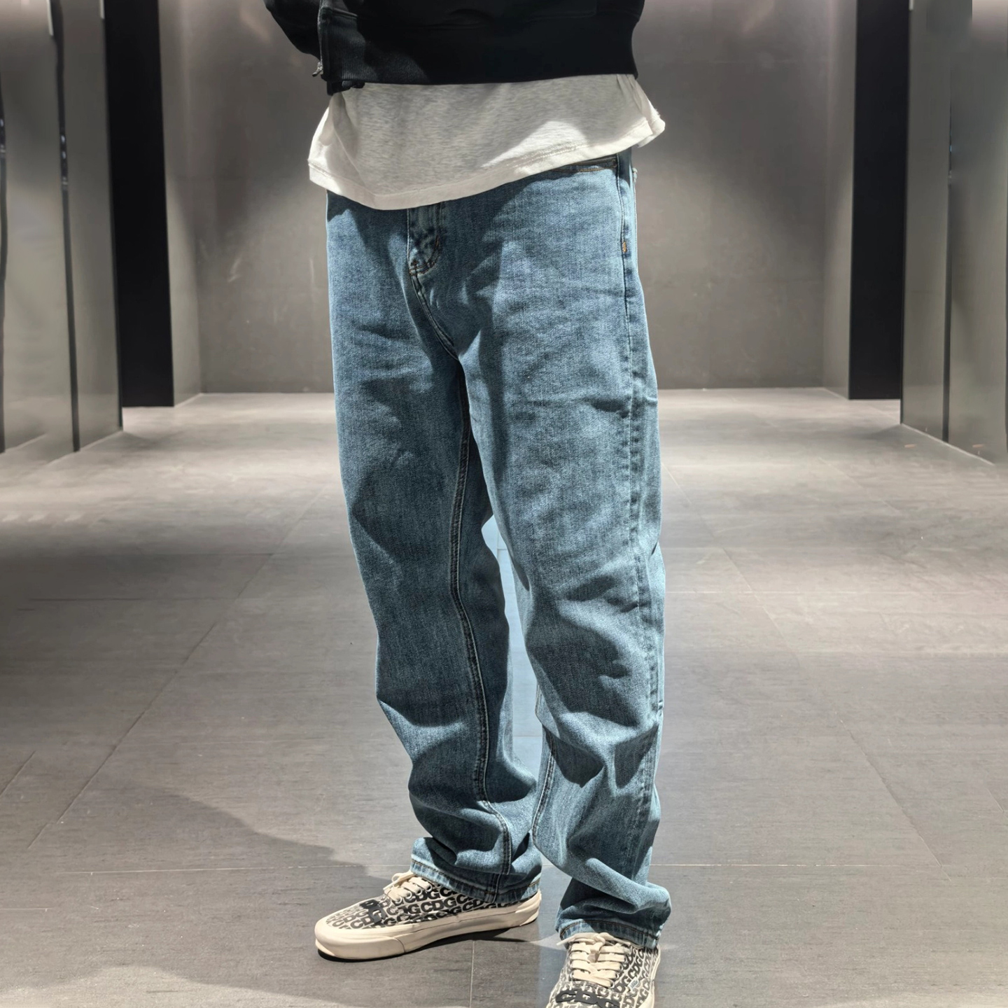 秋冬季男款牛仔裤男宽松直筒潮流百搭水洗复古纯色男生休闲长裤