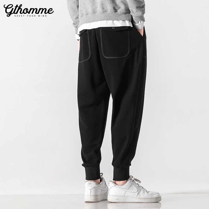 冬季男士百搭黑色直筒加厚束脚裤