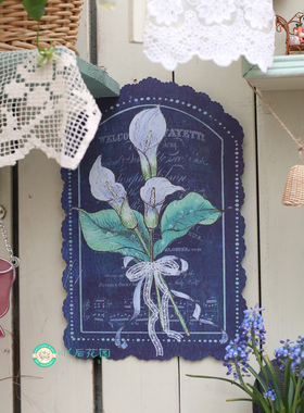 独家铁艺紫色文艺马蹄莲花卉挂牌蝴蝶结铃兰花插挂饰紫色丝带插件