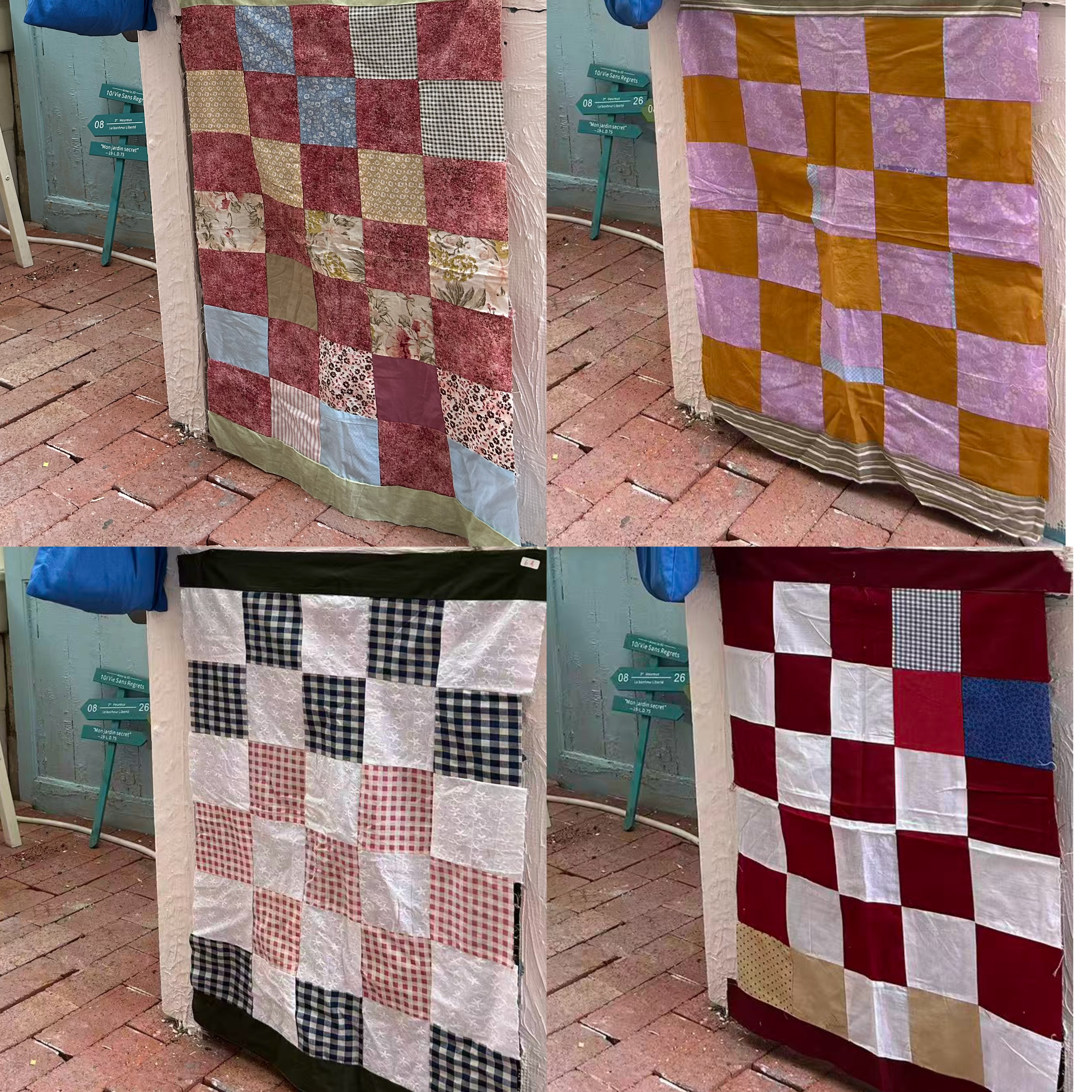 拼接布料窗帘装饰布拼接布碎花复古背景布做旧复古遮挡帘遮挡布