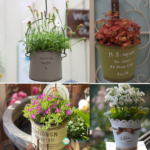 日系花桶铁皮花盆英文字母装饰