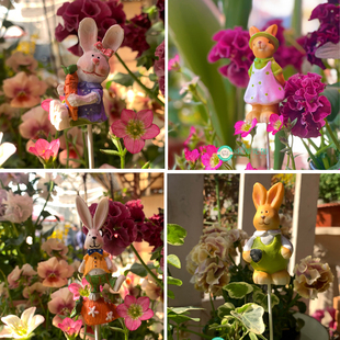 树脂外贸微景观动物摆件天使兔子精灵可爱多肉花插插件杂货创意