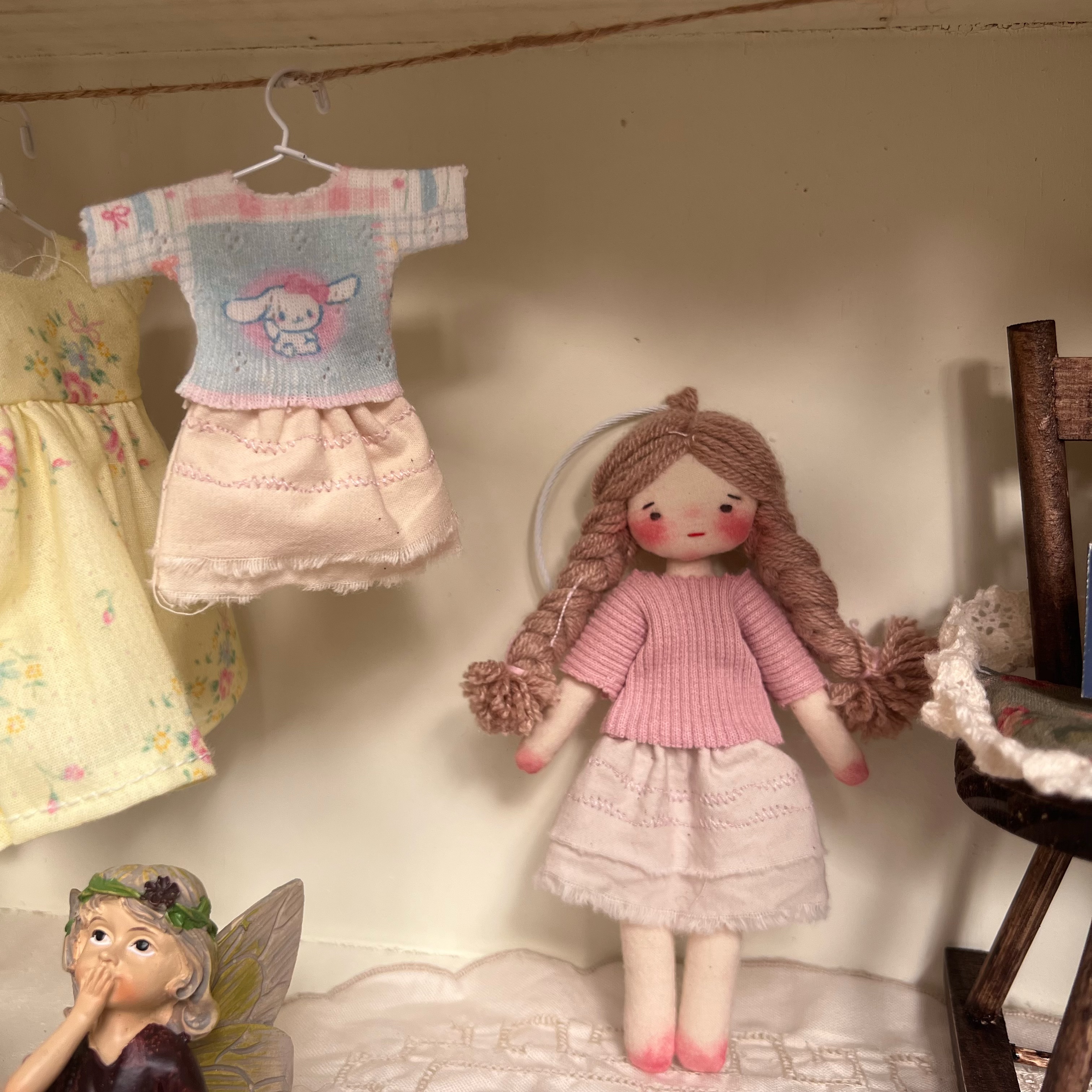 手工布偶娃娃精工公仔玩偶田园娃娃园艺送礼礼品摆件碎花13CM