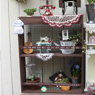 实木置物架壁挂日期刻度中古杂货花园置物架柜子收纳柜45*15*55