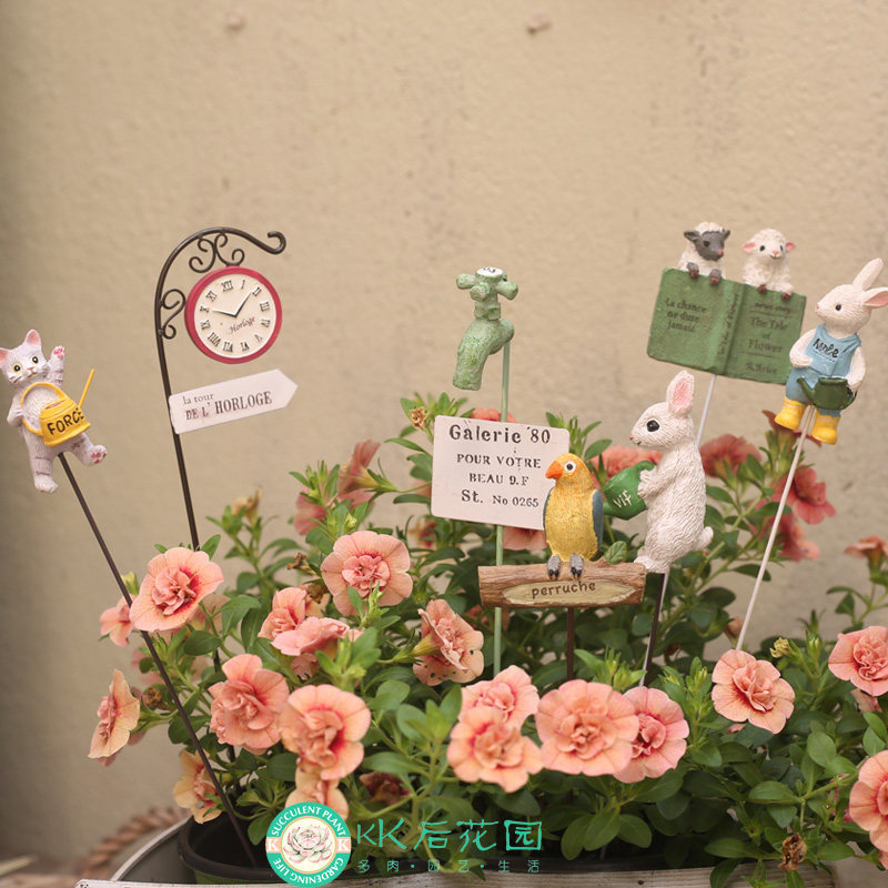 日本原单出口树脂小房子鹦鹉小鸟摆件迷你路灯造景日式创意花插