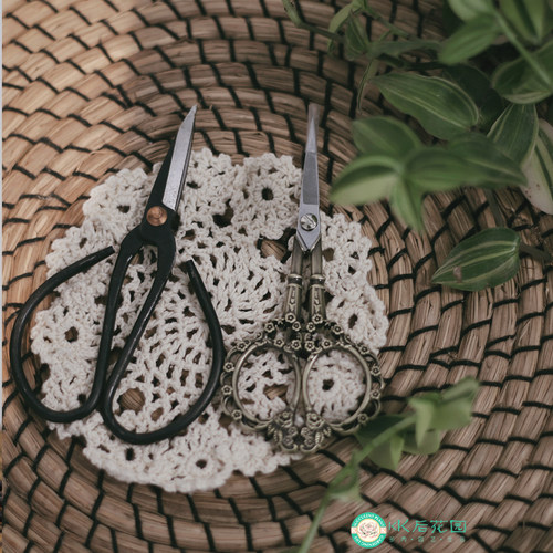 园艺剪刀尖剪修枝剪叶园艺麻布多功能家用老式剪刀法兰剪园艺杂货