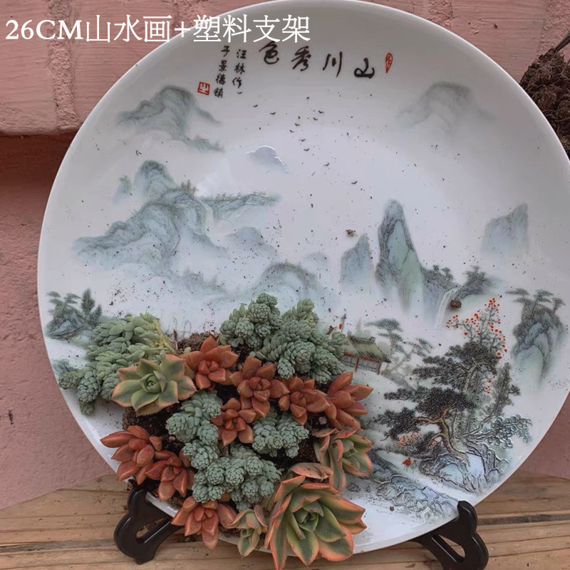 창작기타 화분 비파 다육화분 물흡수석분지 산수화분 소품 마이크로풍경 창작토양분지