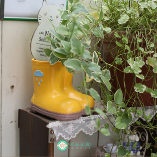 树脂可爱雨靴造型花盆创意卡通园艺杂货摆件装饰有孔