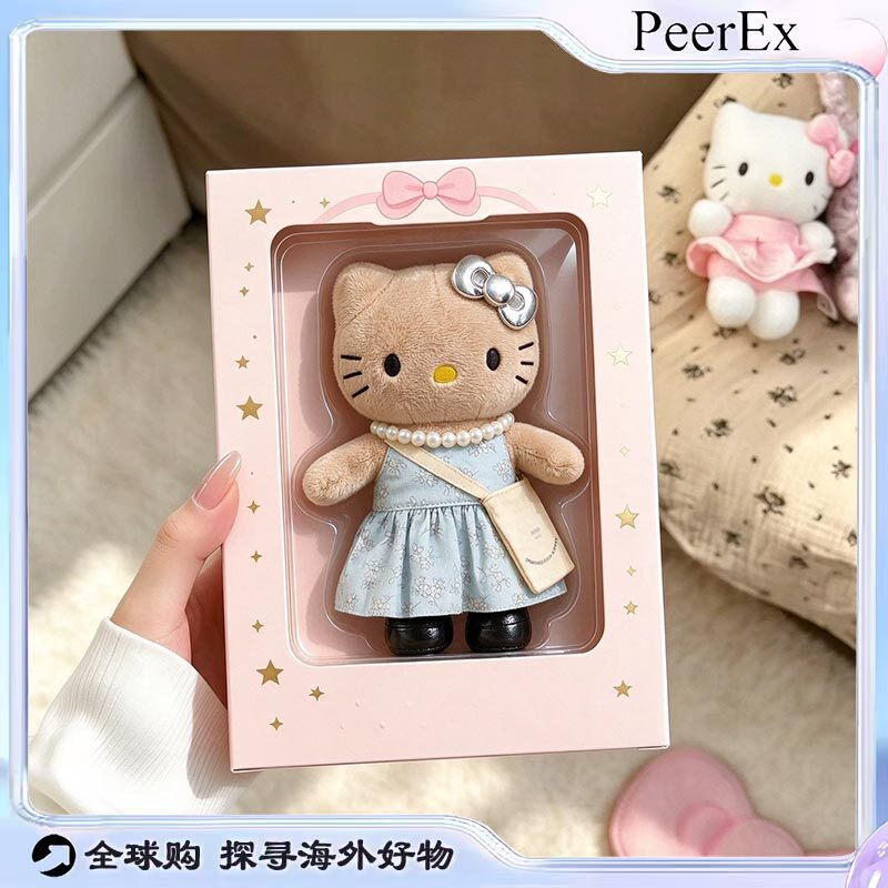 日本PeerEx哈喽kitty蓝色碎花裙公仔挂件可爱玩偶钥匙扣生日礼物
