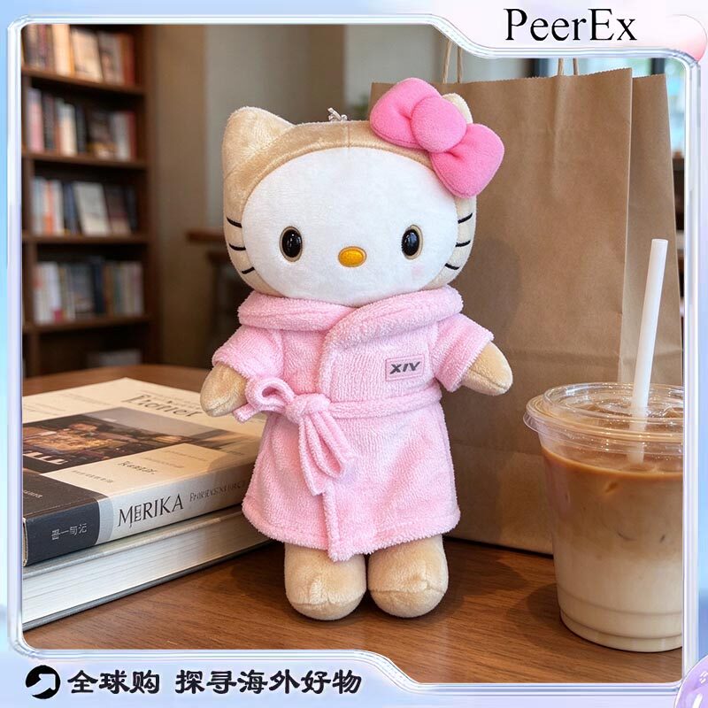 日本PeerEx可爱面膜哈喽kitty毛绒公仔玩具挂饰度假风钥匙扣礼物