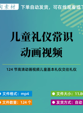 儿童礼仪常识动画高清视频素材