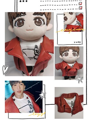 Mirror公仔衫娃衣20cm应援AnsonLo卢瀚霆红皮质外套&tee