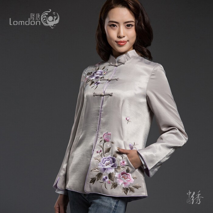 隆唐经典常规女士唐装手工刺绣直筒中式改良小立领复古外套M293