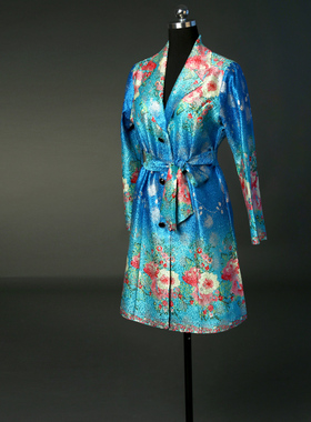 春秋褶皱新中式唐装中国风中长款宽松大码外套女装尾货WM316