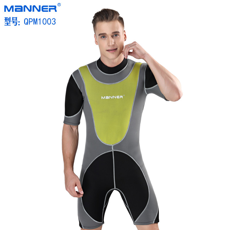 MANNER 男款女款3mm短袖短裤一体式 湿式潜水服保暖服 浮潜冬泳衣