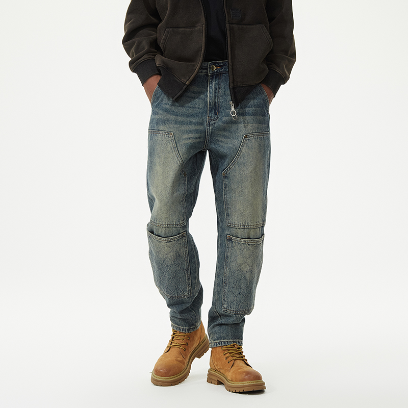 美式复古潮牌宽松牛仔裤