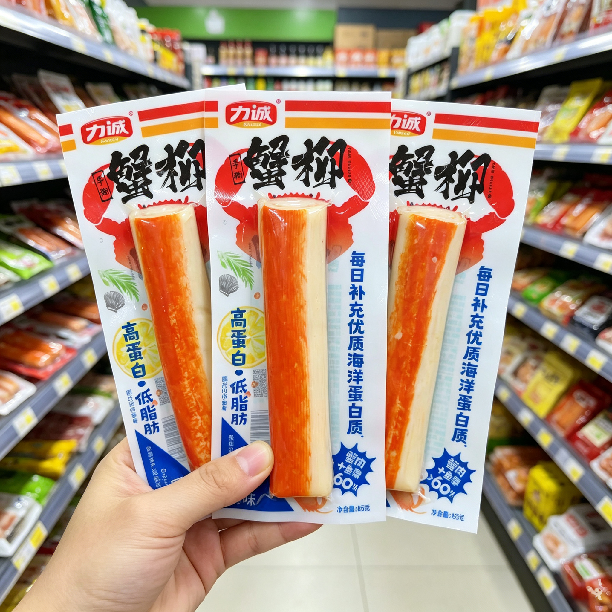 4月原味【批发】力诚手撕蟹柳45克蟹肉棒海味即食零食小吃