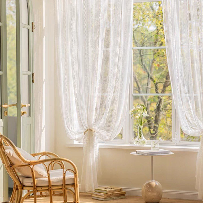 超仙蕾丝窗纱白纱帘镂空编织纱法式韩式美式田园成品窗帘纱隔断帘