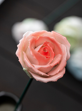 德化非遗手工陶瓷花渐变玫瑰花家居装饰摆件情人节礼物婚庆布置