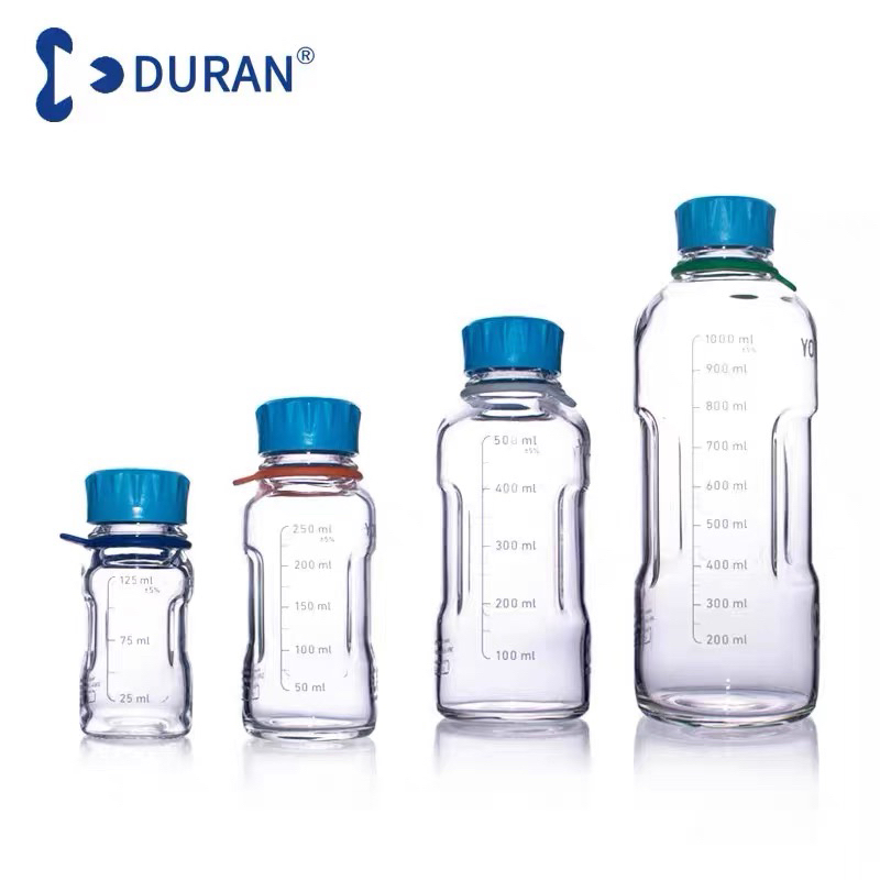 DURAN肖特蓝盖试剂瓶蓝盖玻璃瓶透明YOUTILITY瓶GL45带盖硅胶包邮