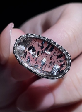 天然云母包裹体水晶戒指