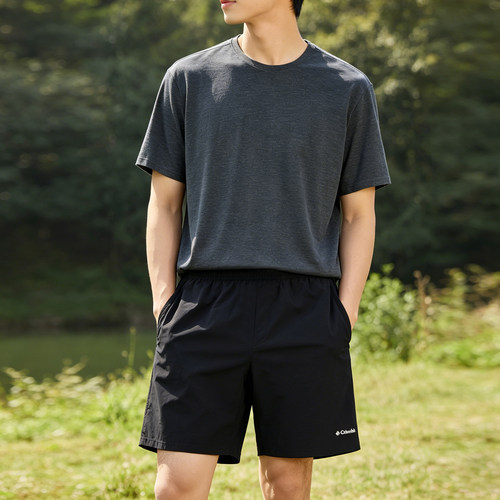 哥伦比亚男士运动套装夏季新款跑步健身运动服短袖t恤短裤两件套