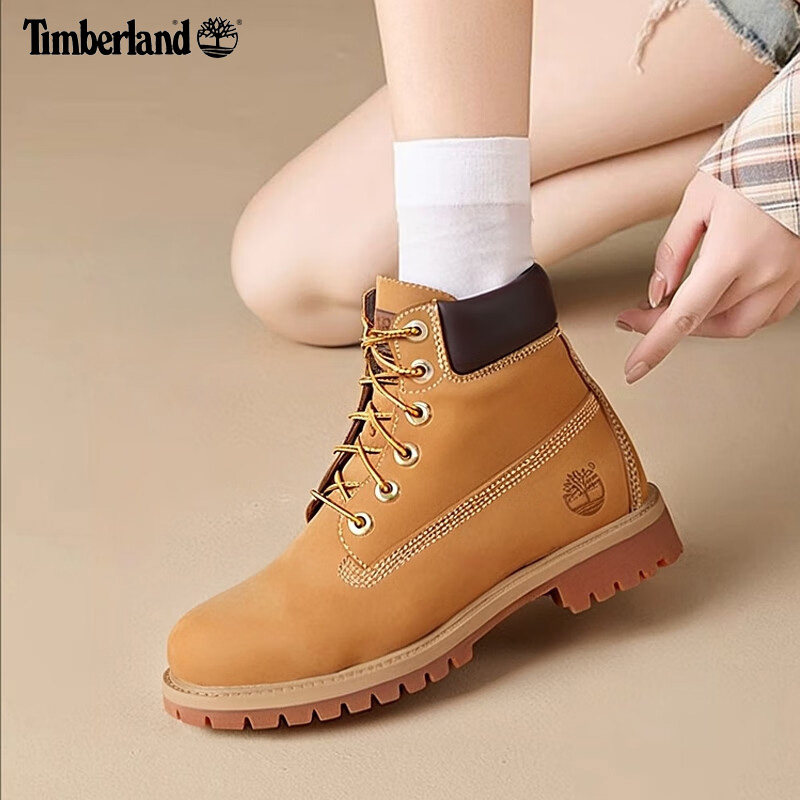 Timberland添柏岚女鞋大黄靴 户外踢不烂高帮马丁靴防水耐磨靴子