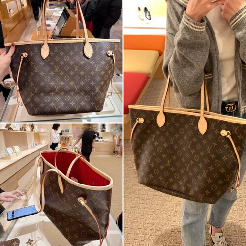 LV/女包neverfull经典中号老花托特包子母包单肩购物袋通勤电脑包