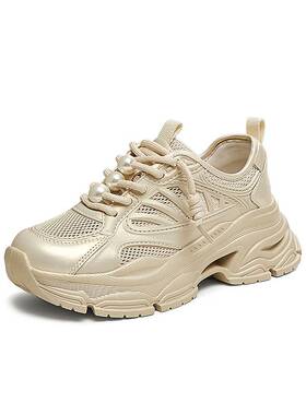 TATA他她珍珠贝老爹鞋女透气薄款网面运动鞋女2025夏新款CT801BM5