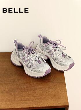 百丽蓝鲸高帮加绒老爹鞋女新款商场厚底棉鞋运动休闲鞋E8X1DAM6