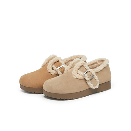 天美意厚底加绒保暖毛毛鞋勃肯鞋女雪地靴短靴2024冬新款BK221DM4