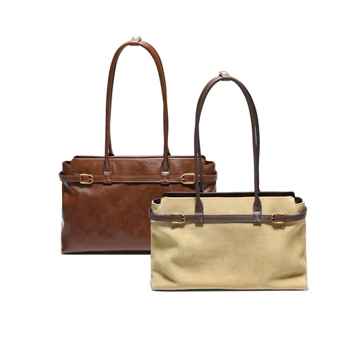 百丽包包女25冬反绒麂皮大容量旅游包法棍单肩手提托特包F3073DX5