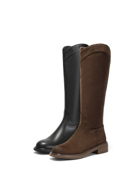 森达时装靴女25冬季新款气质显瘦精致个性时尚长筒靴ZTI68DG5