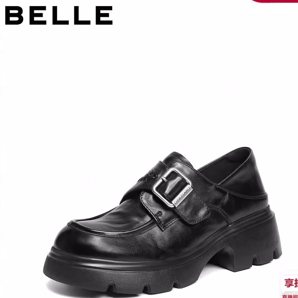 百丽复古厚底乐福JK鞋