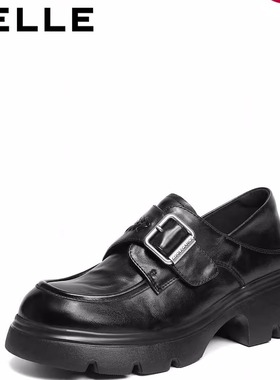 百丽复古厚底乐福JK鞋女2026新款真皮黑色小皮鞋深口单鞋F2M1DA预