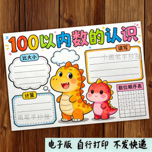 100以内数的认识手抄报模板数学一年级下册第三单元思维导图