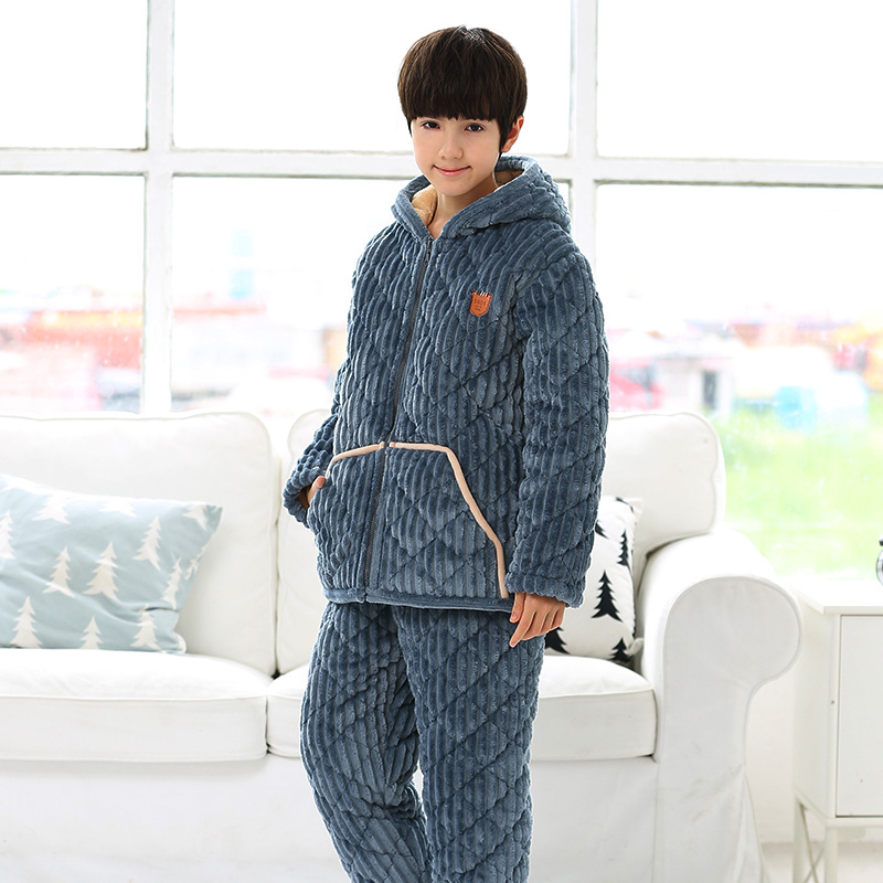 冬季法兰绒儿童睡衣中大童家居服