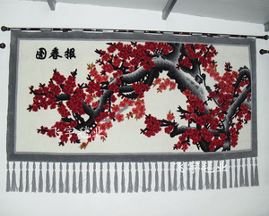 新款挂毯客厅 卧室 装饰挂毯 书房挂毯 艺术挂毯 手工挂毯报春图