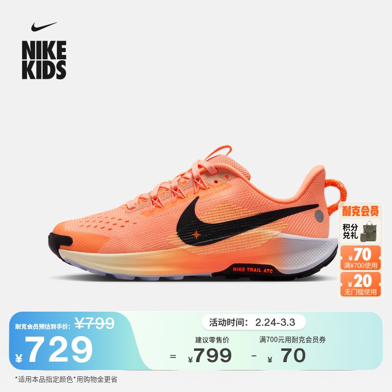 耐克小飞马大童户外跑步鞋春男女童NIKE PEGASUS TRAIL 5 FV5638